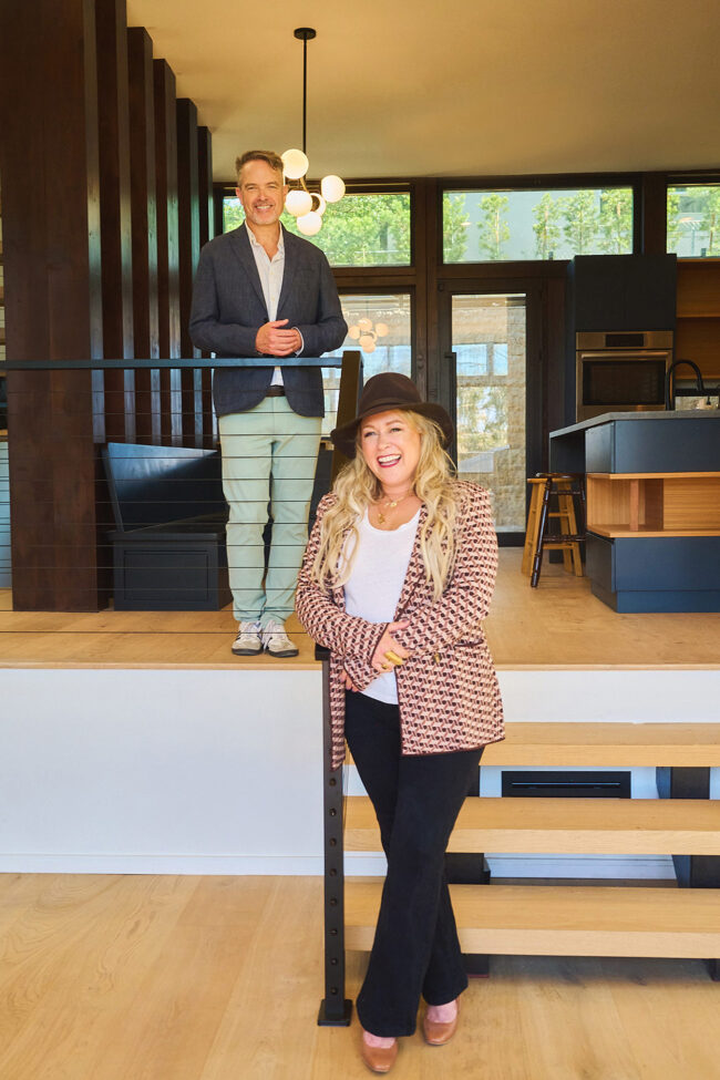 Social media photographer in Los Angeles, two-person brand team photographed inside a modern home interior, lifestyle content photo for Instagram, websites, and digital marketing.